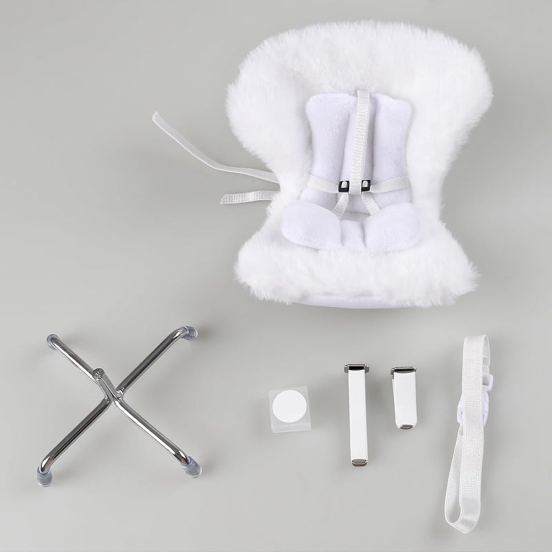 Walant Doll Car Seat Compatible with Labubu, Chair for 10-17cm Dolls - Adjustable Safety Strap, Air Vent Clip & Desktop Stand, Soft Cushion, Cute Car Ornament Gift for Collectors & Fans (White) - Image 3